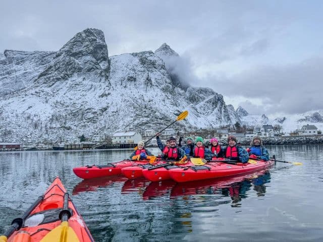 Winter kayak in Reinefjord, Lofoten