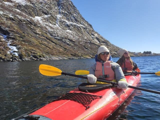Winter kayak in Reinefjord, Lofoten