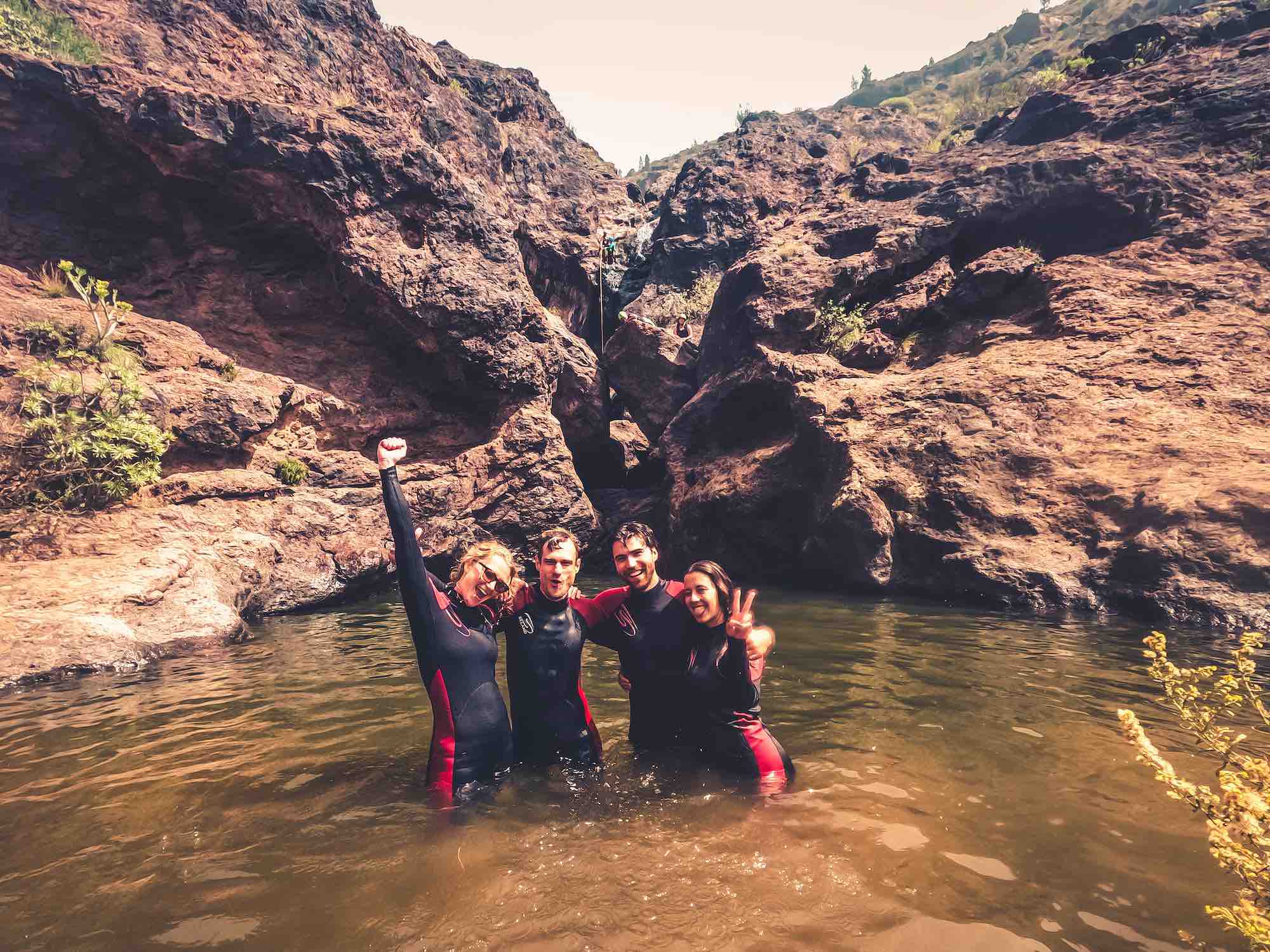 Cliff Jumping Canyoning in The Rainbow Rocks Ravine | Los Azulejos