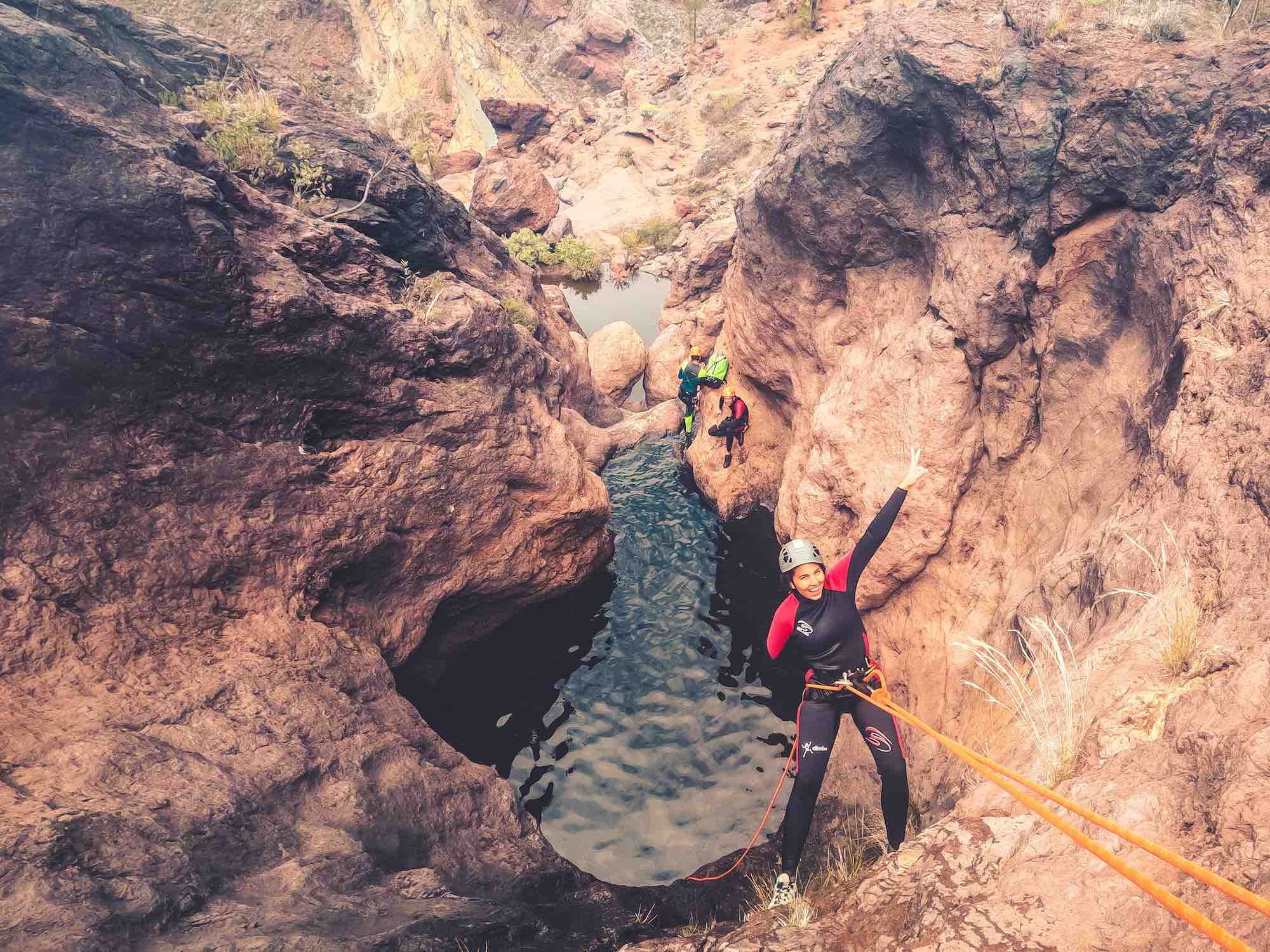Cliff Jumping Canyoning in The Rainbow Rocks Ravine | Los Azulejos