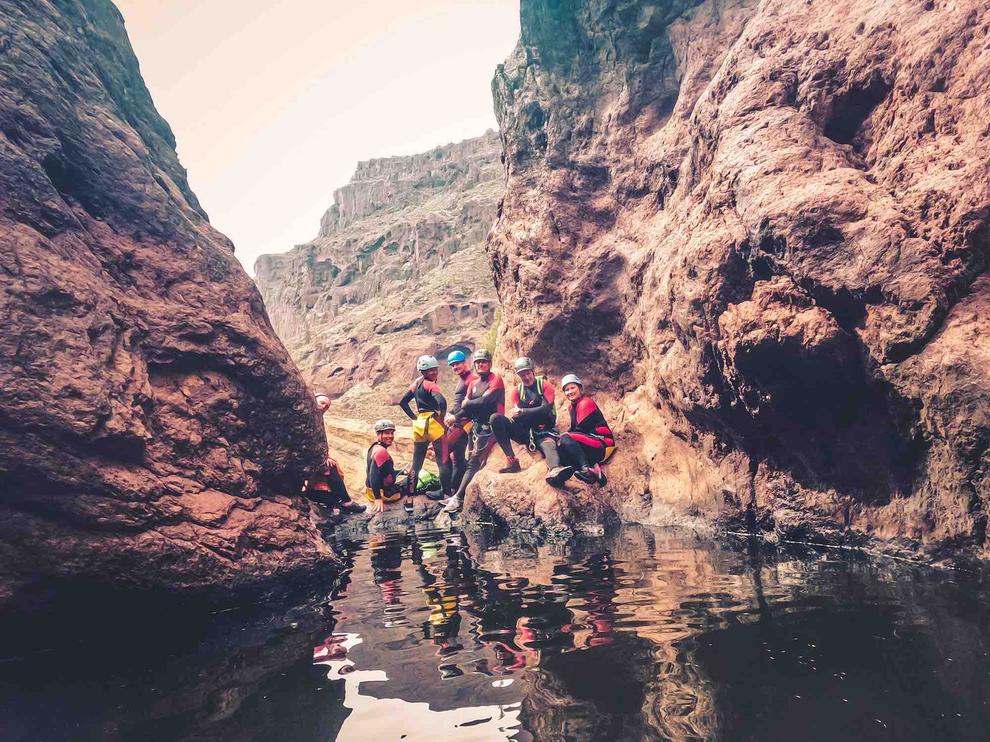 Cliff Jumping Canyoning in The Rainbow Rocks Ravine | Los Azulejos