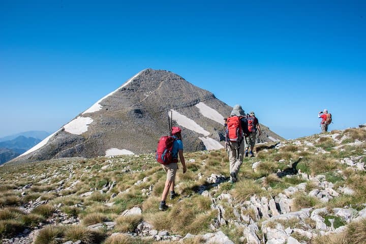 Hiking mount Taygetos summit at 2407m