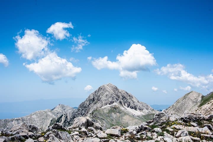 Hiking mount Taygetos summit at 2407m