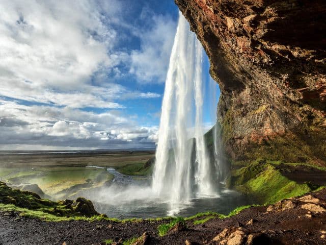 Ice cave & glacier hike with south coast waterfalls
